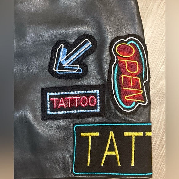 Nicole Miller Leather Embroidered Mini Skirt Size 2 - Picture 7 of 10